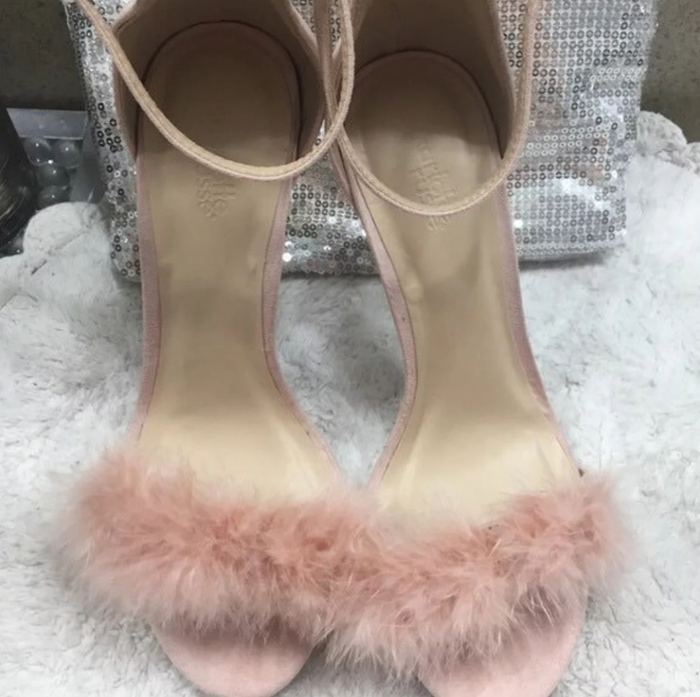 Nude Pink Fur Heels